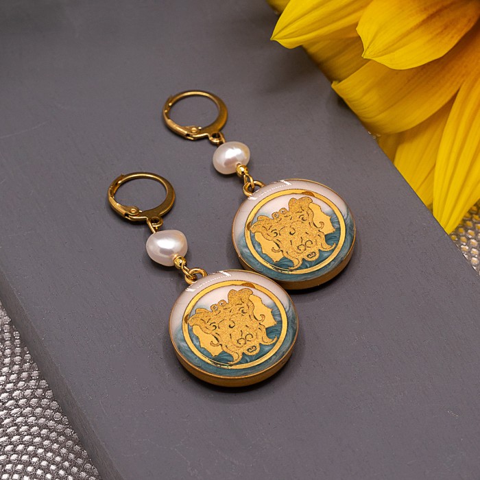 گوشواره دخترانه روکش طلا ماه تولد خرداد سری آرام