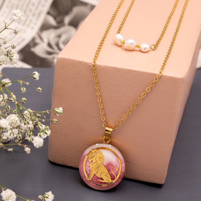 گردنبند دخترانه روکش طلا ماه تولد مرداد سری آرام