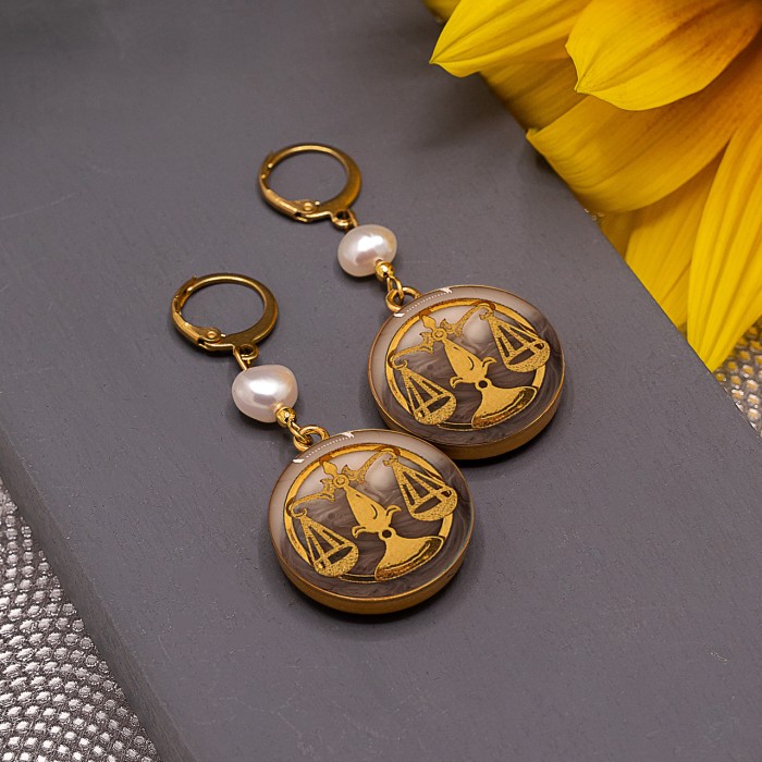 گوشواره دخترانه روکش طلا ماه تولد مهر سری آرام