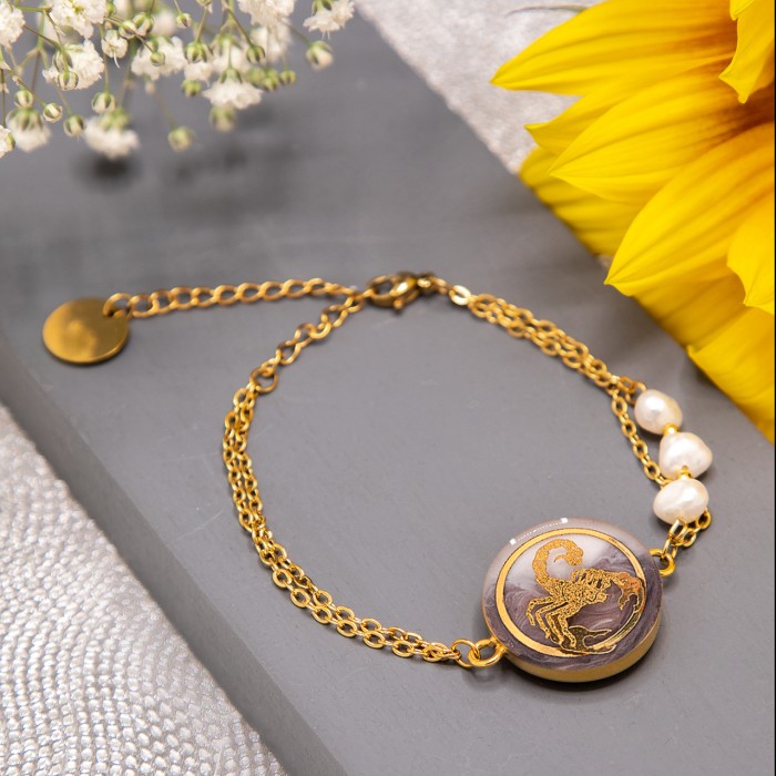 گردنبند دخترانه روکش طلا ماه تولد آبان سری آرام