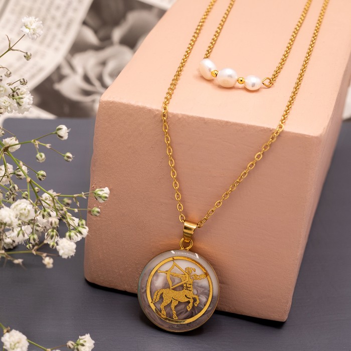 گردنبند دخترانه روکش طلا ماه تولد آذر سری آرام