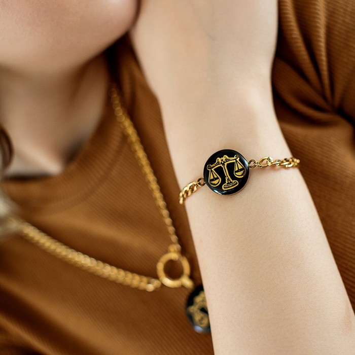 دستبند دخترانه روکش طلا ماه تولد مهر سری رویال