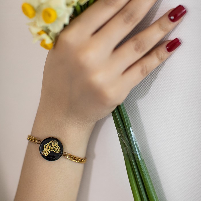 دستبند دخترانه روکش طلا ماه تولد بهمن سری رویال