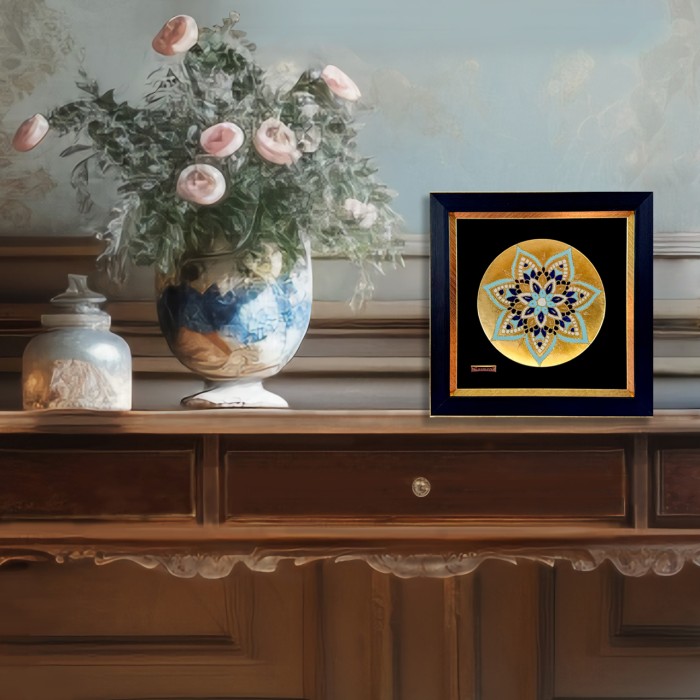 تابلو بشقاب ورق طلا سری پردیس طرح 12