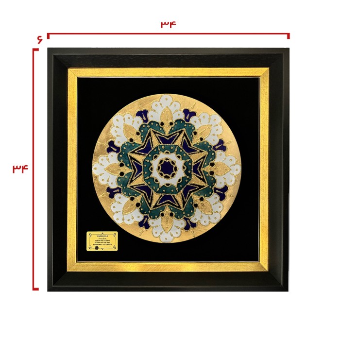 تابلو بشقاب ورق طلا سری ماهک طرح 18