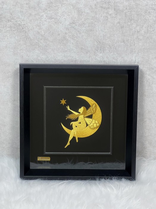 تابلو روکش طلا ماه و فرشته سه بعدی