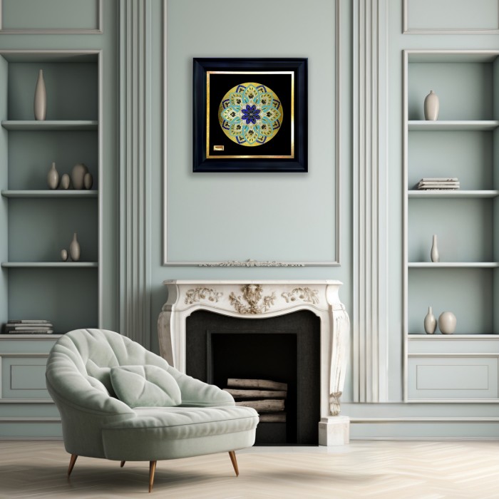 تابلو بشقاب ورق طلا سری شاهان طرح 12