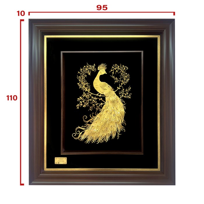 تابلو روکش طلا طرح طاووس