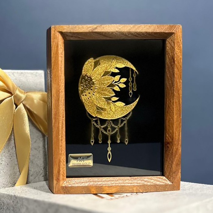 تابلو روکش طلا طرح ماهلین سری بامبو