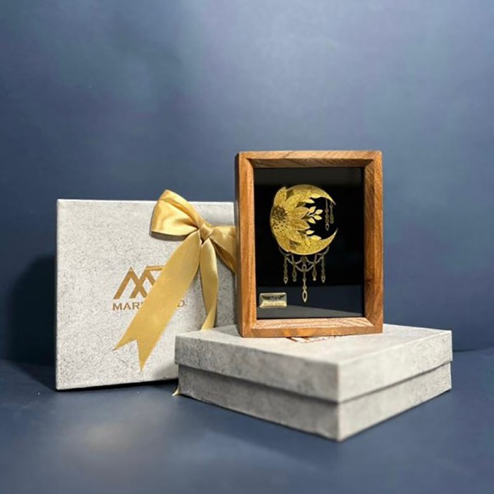 تابلو روکش طلا طرح ماهلین سری بامبو