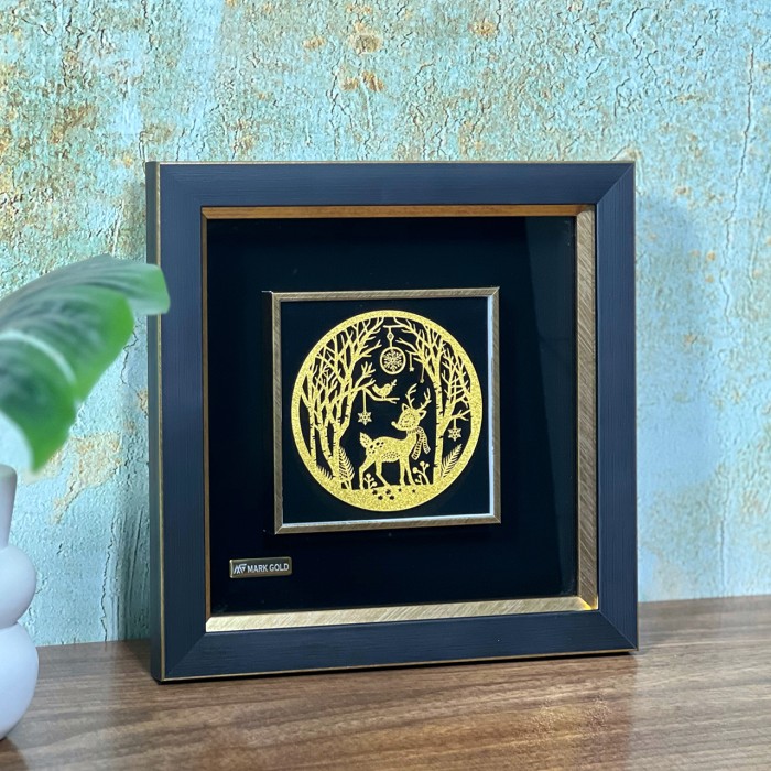 تابلو روکش طلا طرح آهو