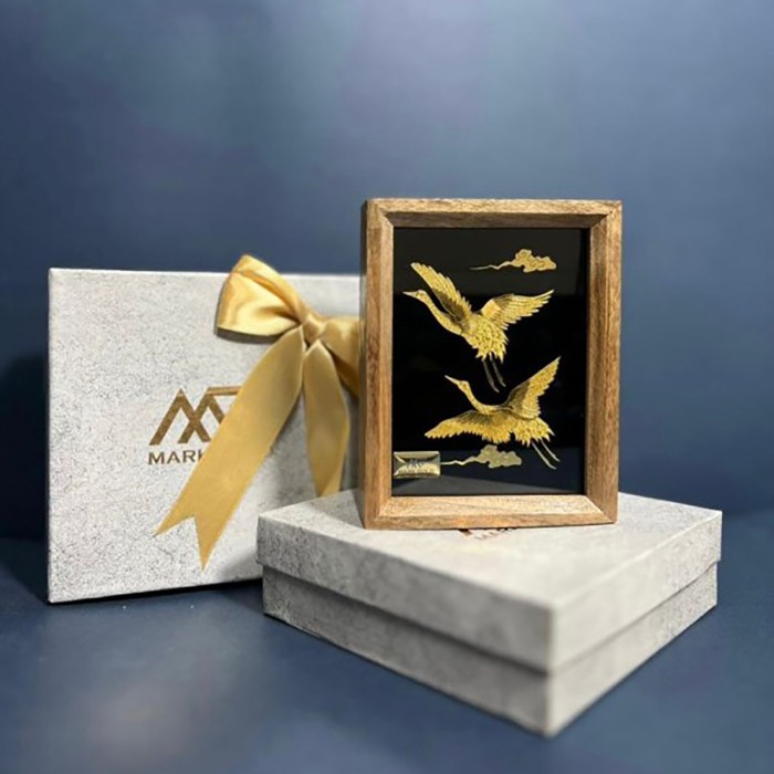 تابلو روکش طلا طرح  لک لک ها سری بامبو