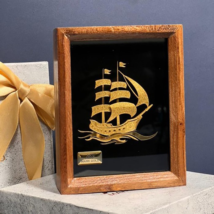 تابلو روکش طلا طرح کشتی سری بامبو