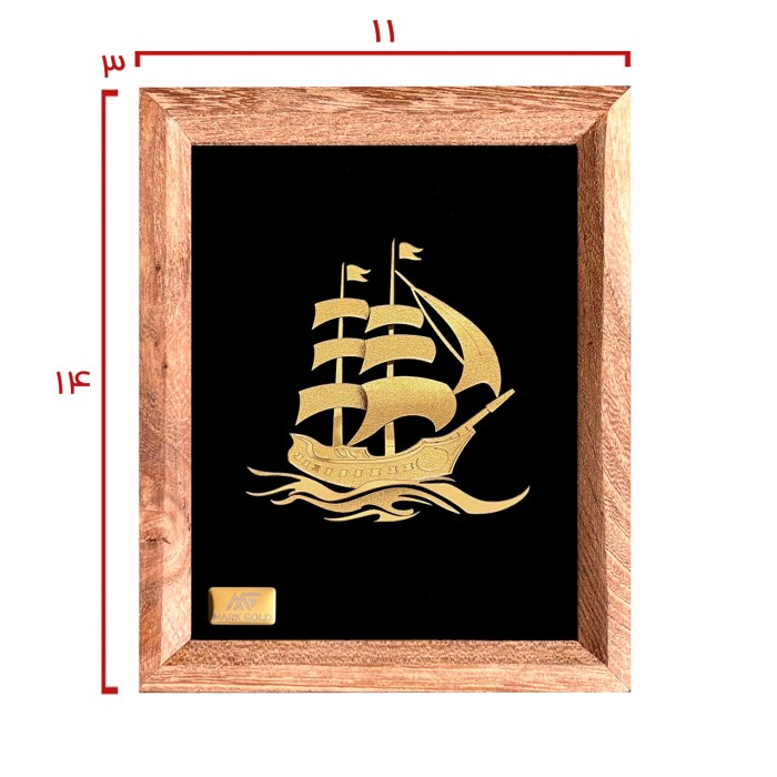 تابلو روکش طلا طرح کشتی سری بامبو