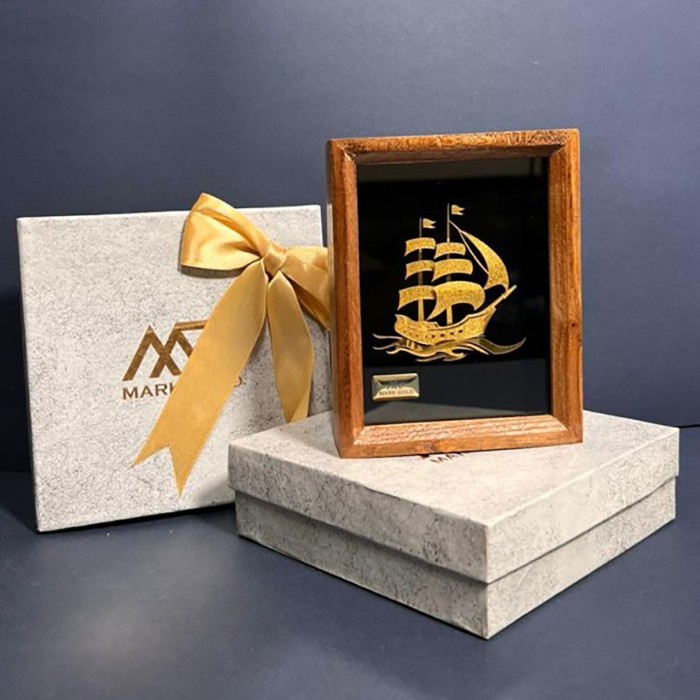 تابلو روکش طلا طرح کشتی سری بامبو