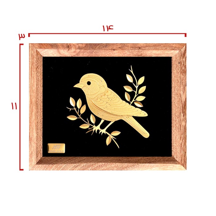 تابلو روکش طلا طرح درنا سری بامبو