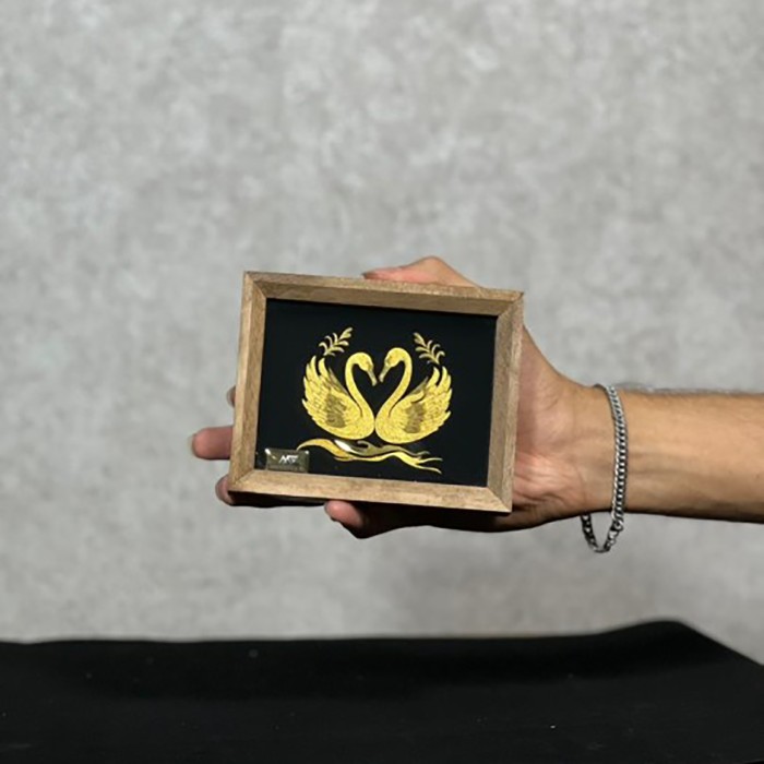 تابلو روکش طلا قو سری بامبو