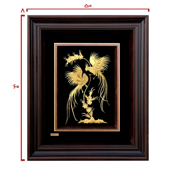 تابلو طلاکوب  طرح مرغ عشق