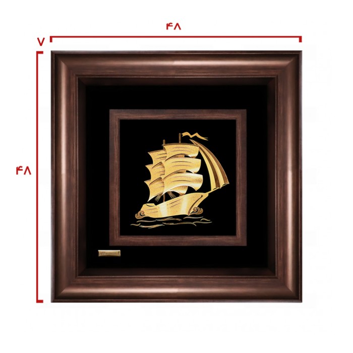 تابلو ورق طلا کشتی سه بعدی