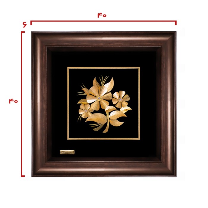 تابلو ورق طلا گل نسترن سه بعدی