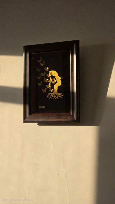 تابلو روکش طلا طرح ذهن زیبا