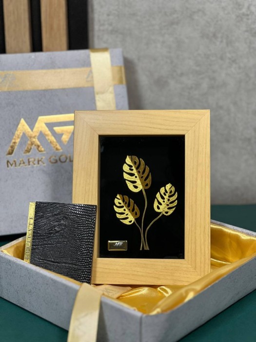 تابلو روکش طلا طرح برگ هاوایی 1