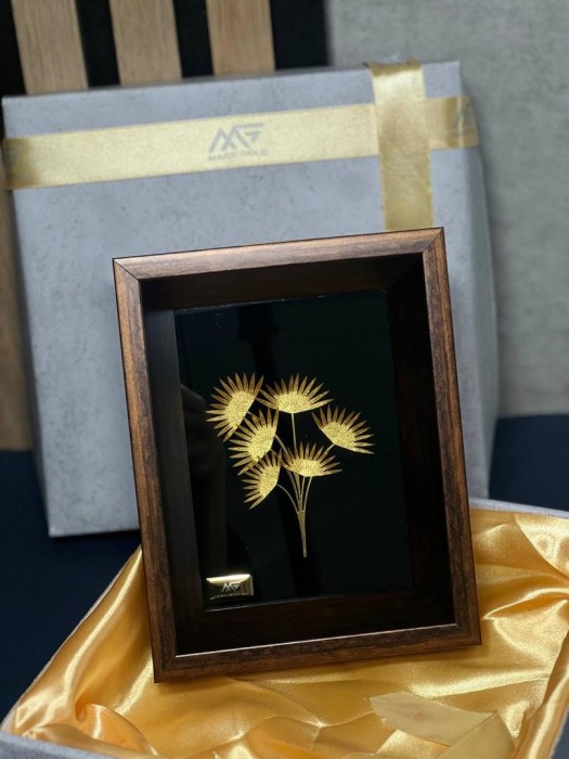 تابلو روکش طلا طرح برگ هاوایی 2