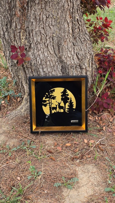 تابلو فانتزی طلاکوب گوزن ها