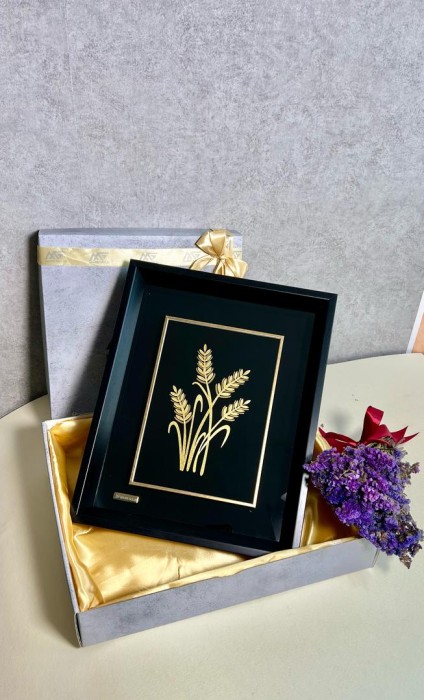 تابلو  روکش طلا طرح گندم