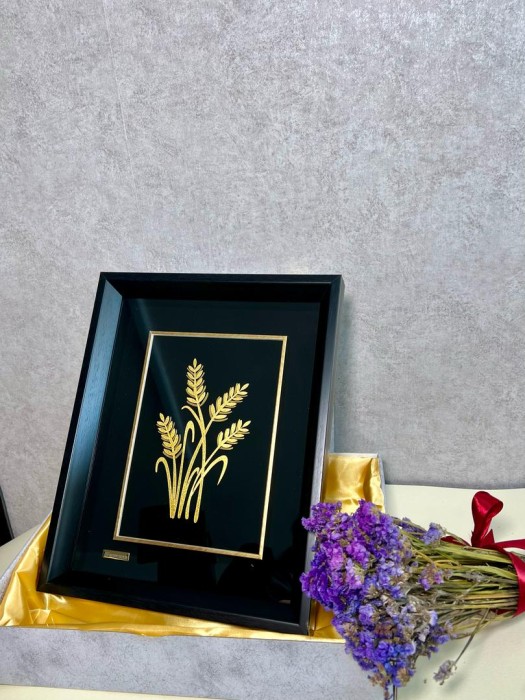 تابلو  روکش طلا طرح گندم