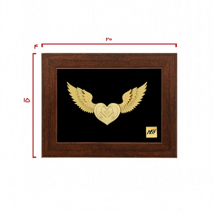 تابلو روکش طلا طرح قلب پرنده