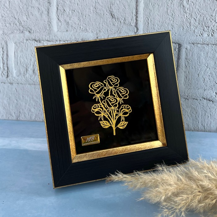 تابلو روکش طلا طرح گل رز