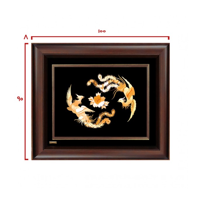 تابلو روکش طلا طرح دو ققنوس