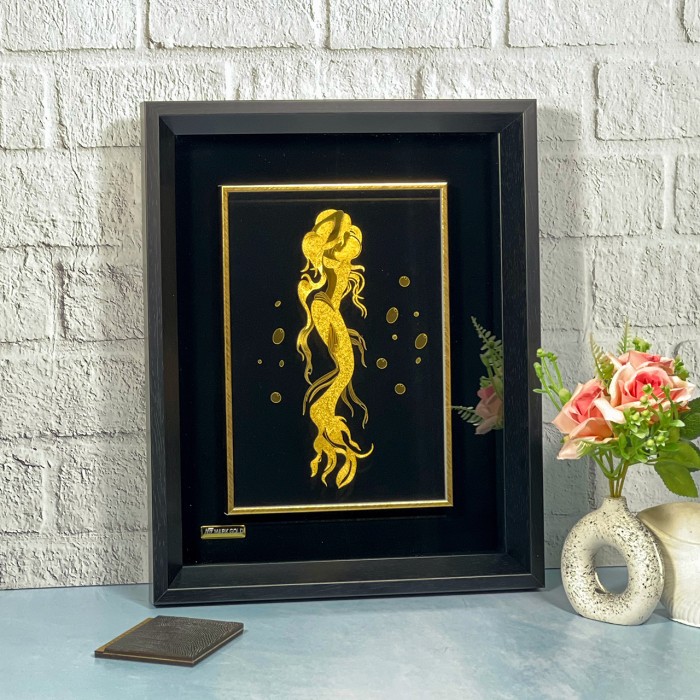 تابلو روکش طلا طرح پری دریایی