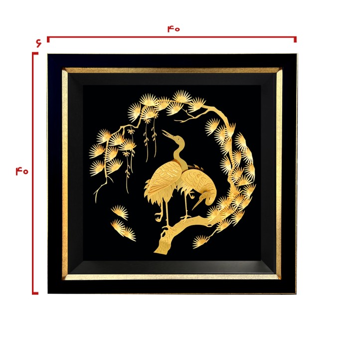 تابلو روکش طلا طرح لک لک ها