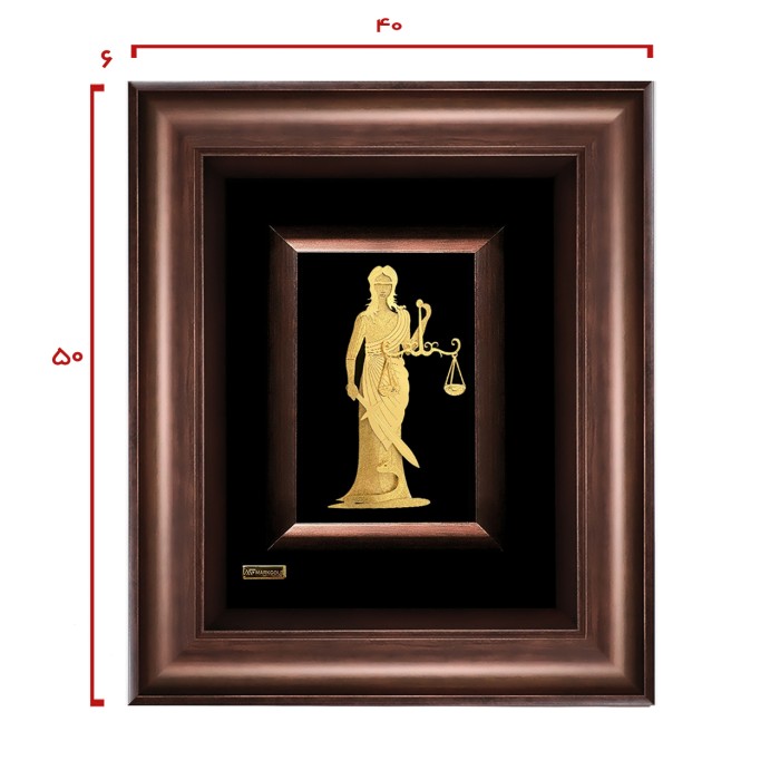 تابلو روکش طلا طرح ترازوی عدالت