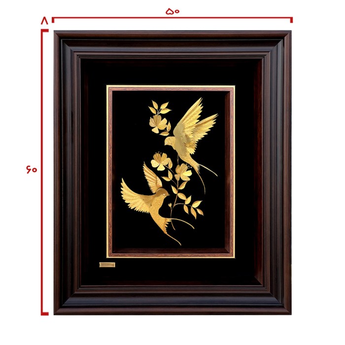 تابلو روکش طلا 24 عیار عاشقانه پرستو ها