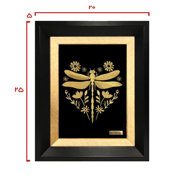 تابلو روکش طلا طرح سنجاقک