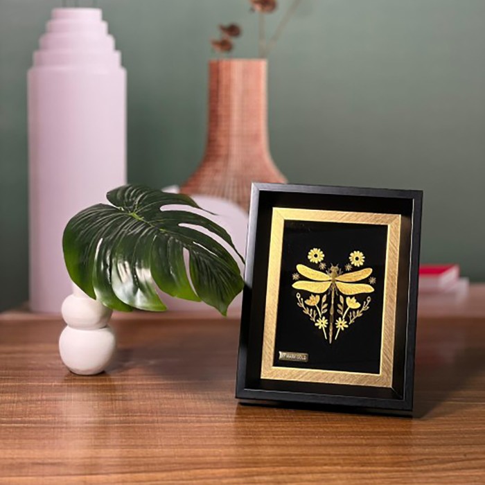 تابلو روکش طلا طرح سنجاقک