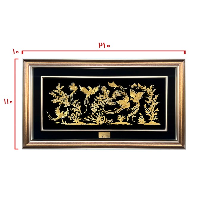 تابلو روکش طلا طرح باغ پرندگان