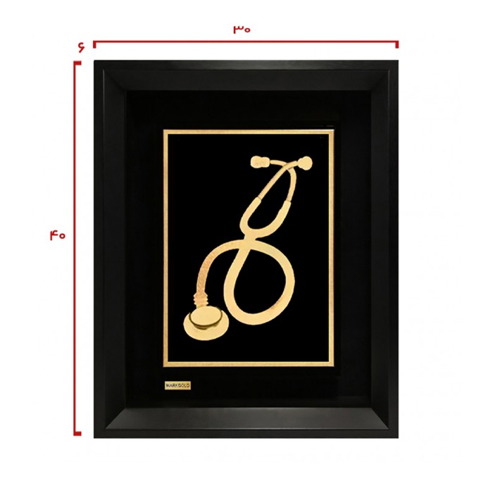 تابلو روکش طلا طرح گوشی پزشکی