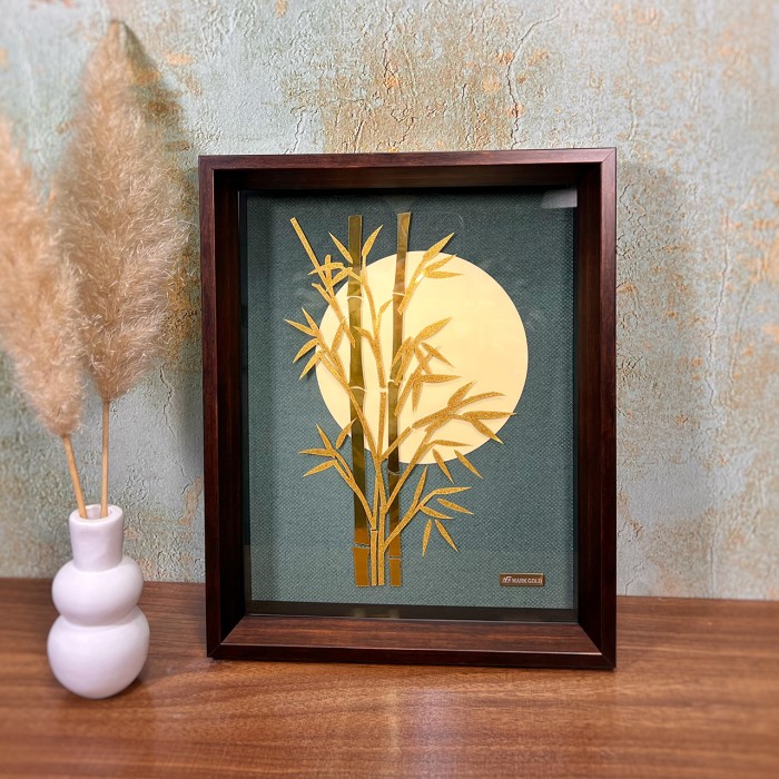 تابلو روکش طلا طرح بامبو