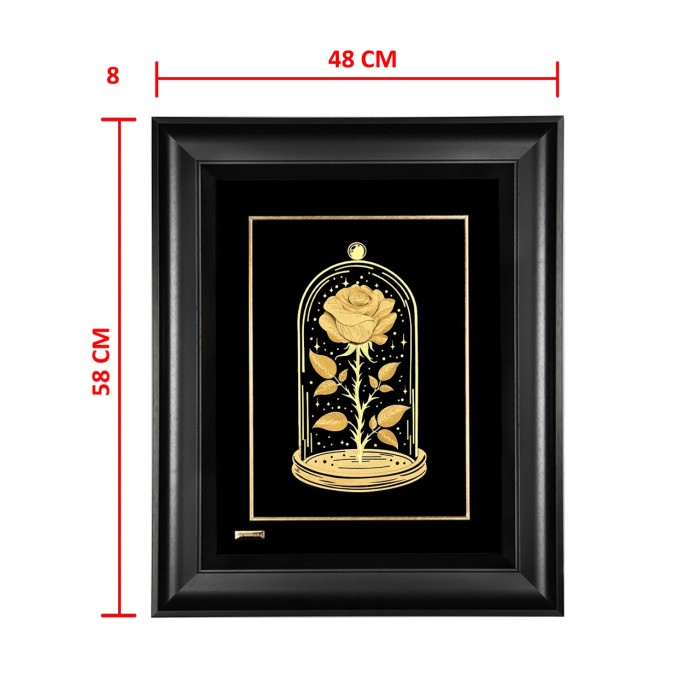 تابلو روکش طلا طرح گل سرخ