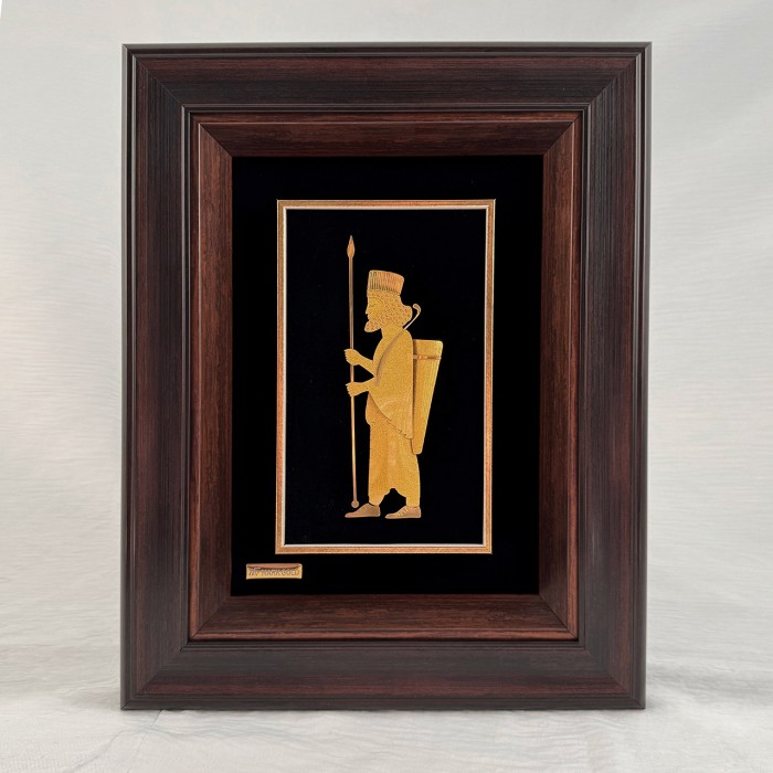 تابلو روکش طلا طرح سرباز هخامنشی