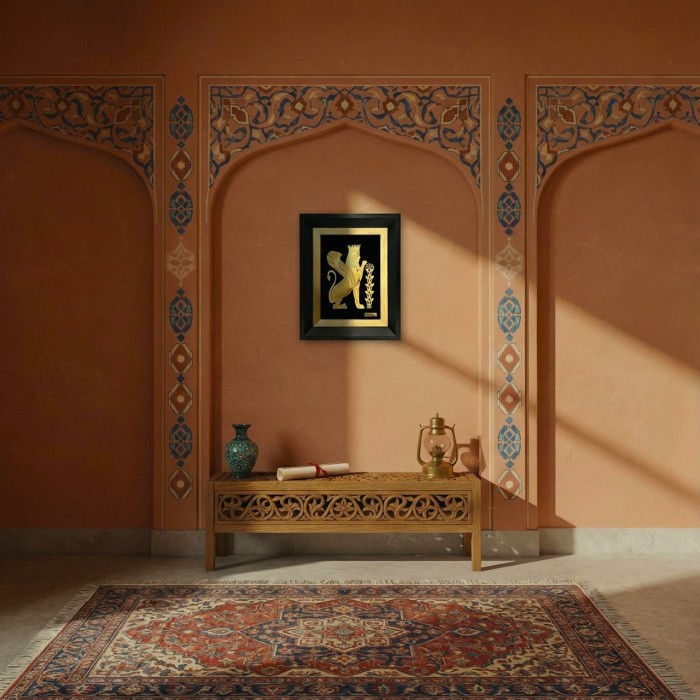 تابلو روکش طلا طرح شیر بالدار (شیردال)