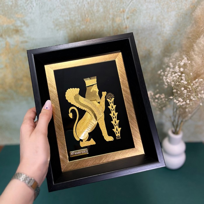 تابلو روکش طلا طرح شیر بالدار (شیردال)