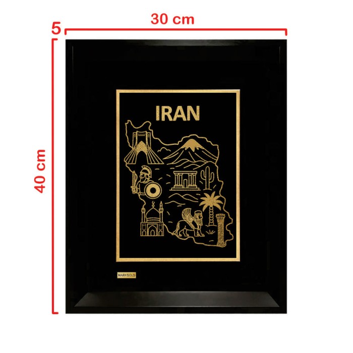 تابلو روکش طلا طرح ایران 