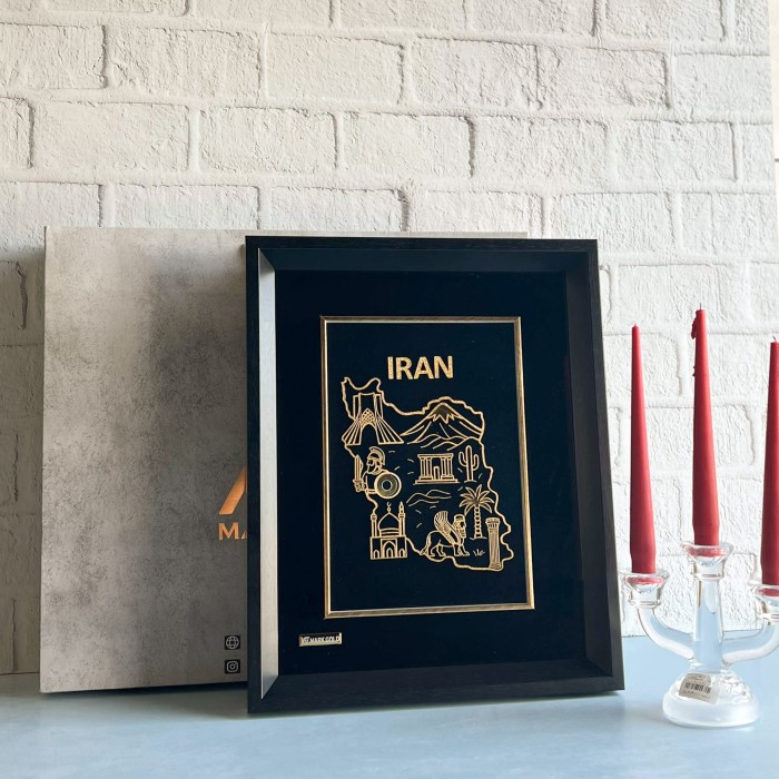 تابلو روکش طلا طرح ایران 