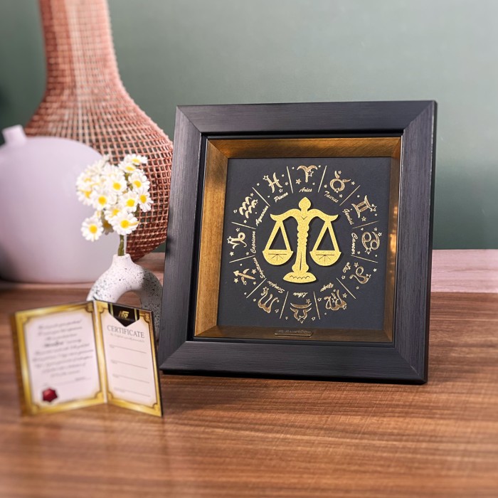 تابلو طلا کوب نماد ماه تولد مهر سری یونانی