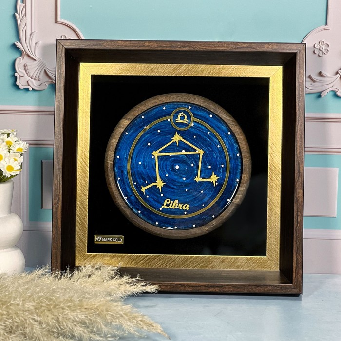 تابلو روکش طلا صورت فلکی ماه تولد مهر